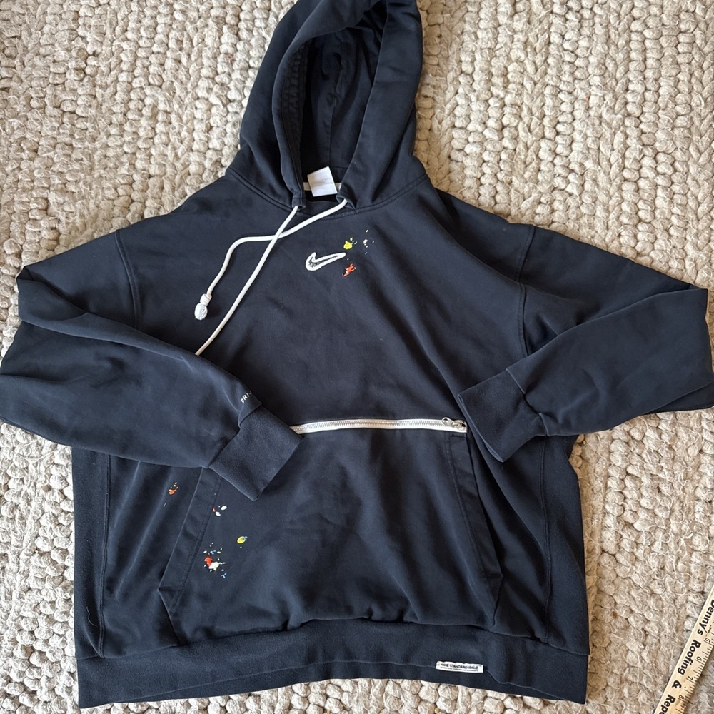 Vintage Nike 2XL Men's Black Plaint  Splatter Hoodie Sweatshirt